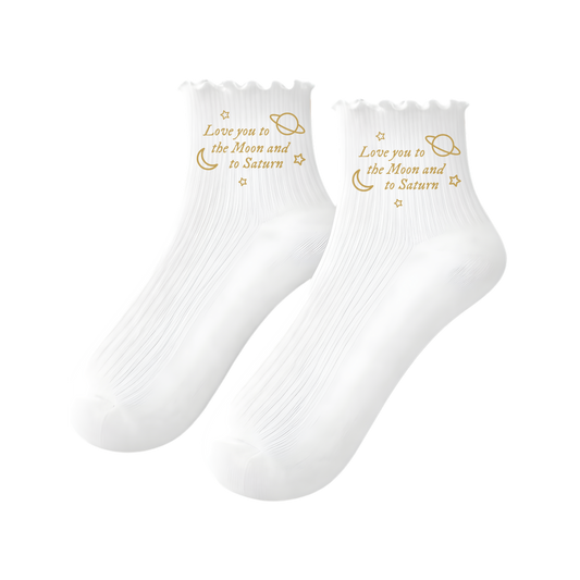 Ruffle Luxury Socks - Love You to the Moon and to Saturn