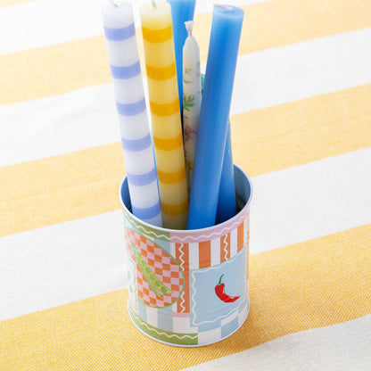 Yellow Stripe Dinner Candles - Display