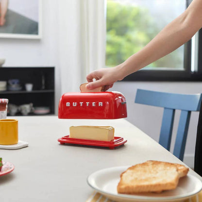 Balvi Butter Dish | Toasty Ceramic Butter Dish Red