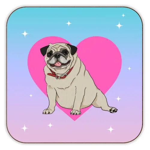 Cork Coaster - 'Pug Love' By the Queer Store – The Mock Turtle Beaumaris