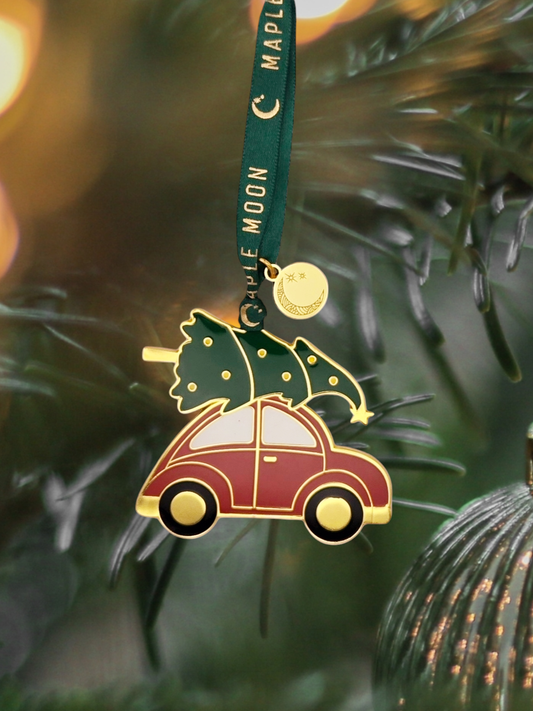 Classic Enamel Car with Tree Red