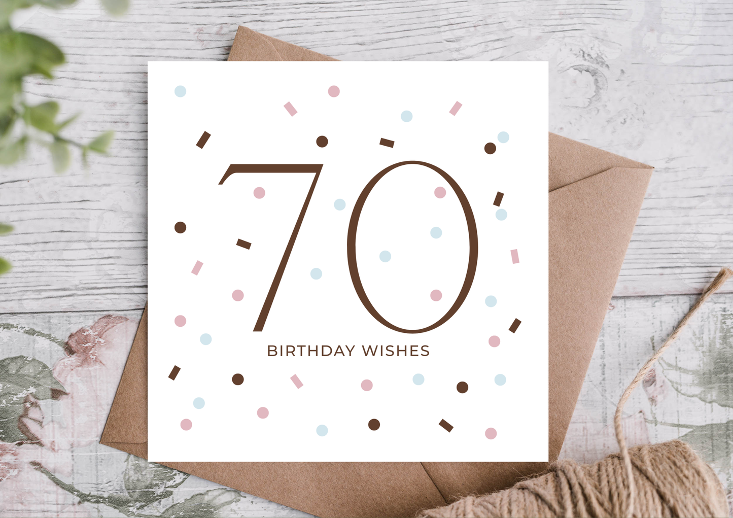 Pastel Confetti Theme Wishes 70th Birthday Card