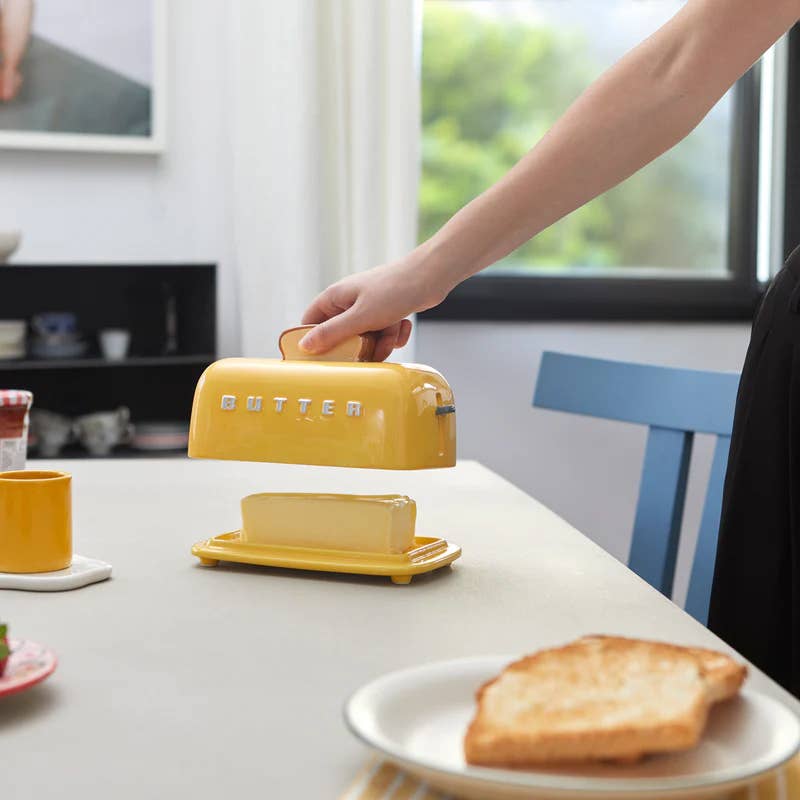 Balvi Butter Dish - Toasty Ceramic Butter Dish Mustard