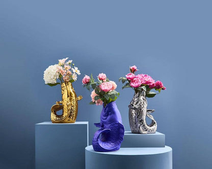 Sculpture/Vase Blubb, Matte Blue Stoneware, 35 x 30 x 44 cm