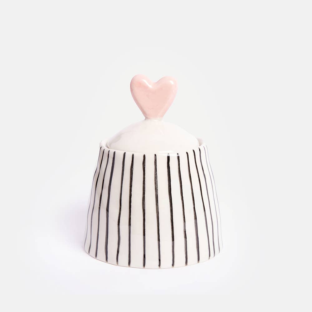 Caroline Gardner Stripe Small Jar Heart with Lid