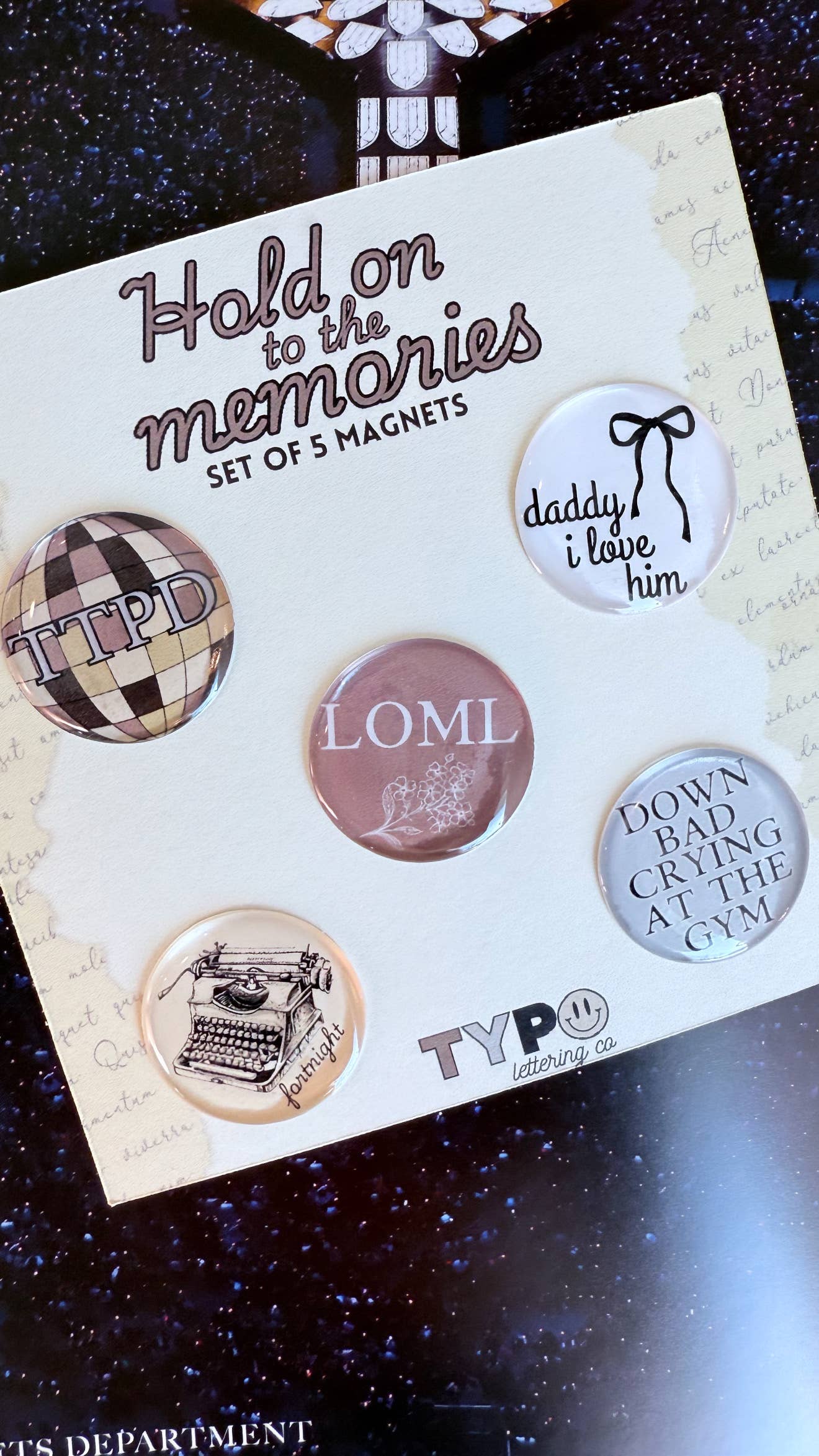 Taylor Swift inspired Tortured Poets Department Set of 5 Magnets