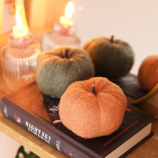 Mini Green Felt Pumpkin Ornament