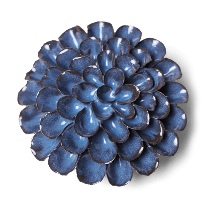 Japan Ceramic Flower - Blue Grey Pom Pom Dahlia