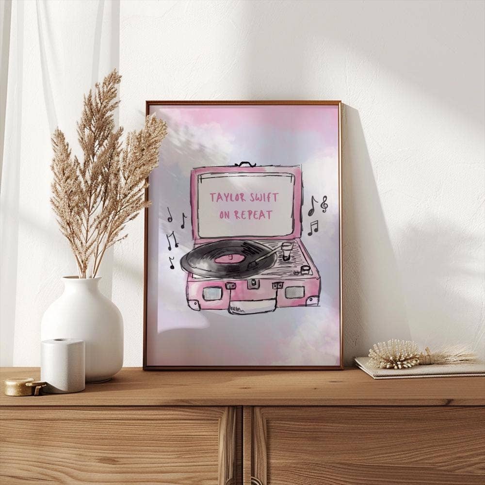 "Taylor Swift On Repeat" Record Player Art Print