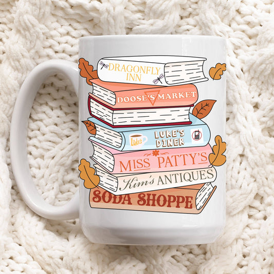 Gilmore Girls Inspired Bookstack Ceramic Mug