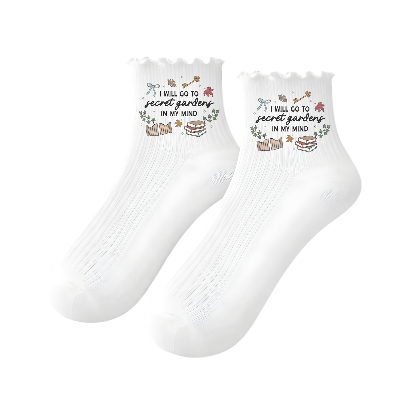 Ruffle Luxury Socks - I Will Go to Secret Gardens in My Mind