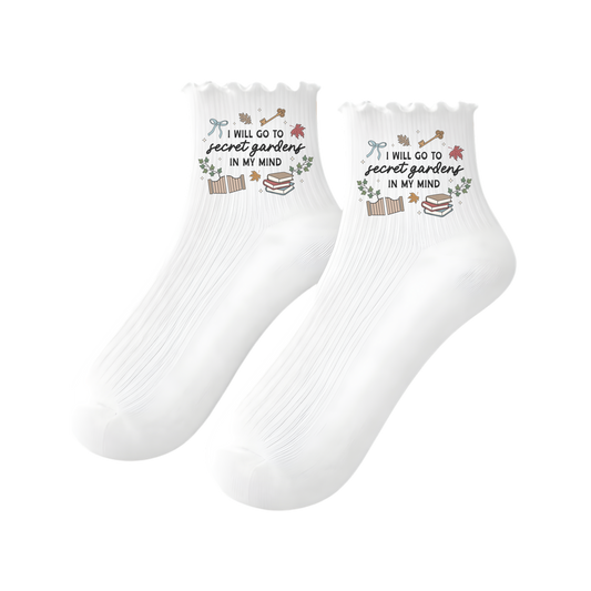 Ruffle Luxury Socks - I Will Go to Secret Gardens in My Mind