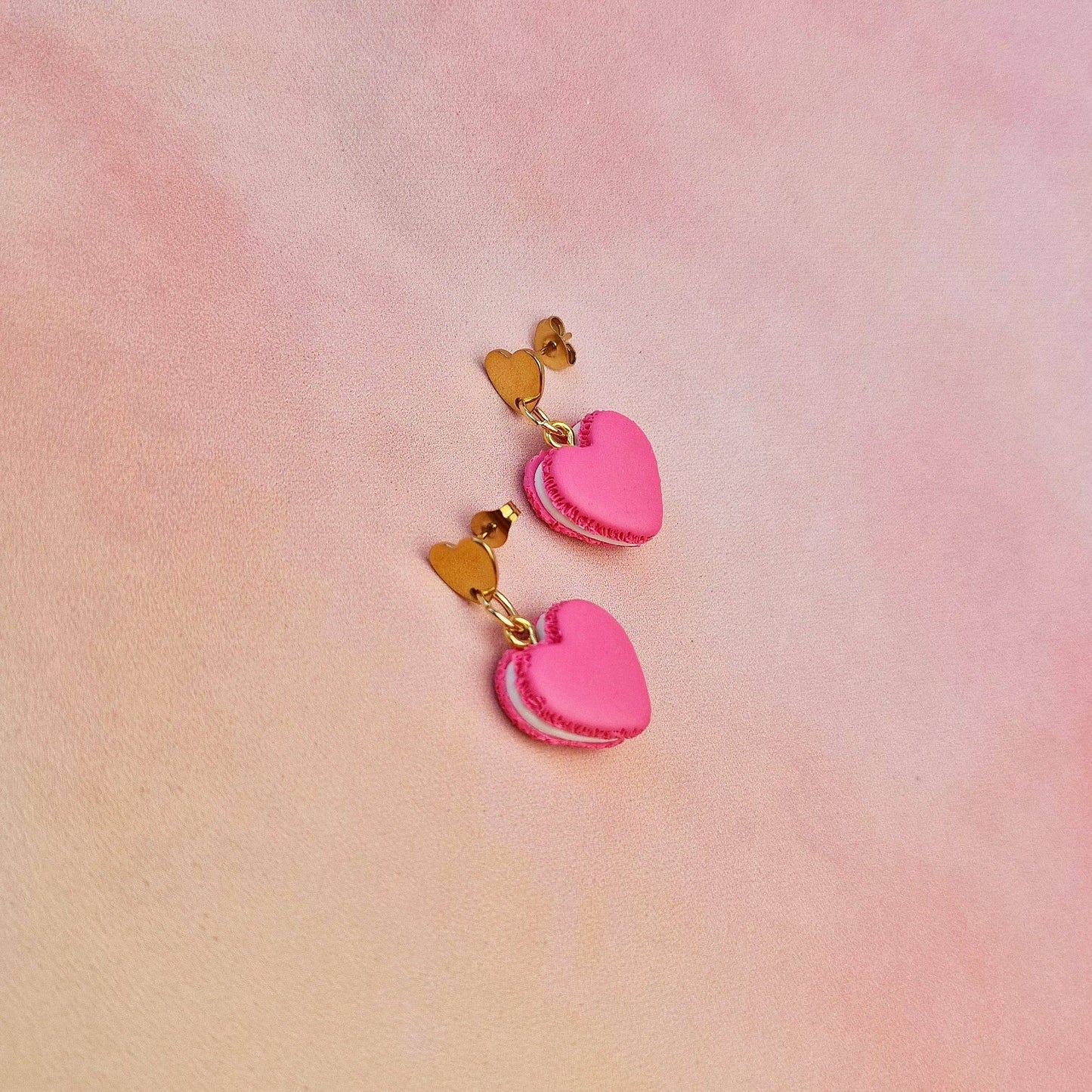 Pink Macaron Heart Dangles