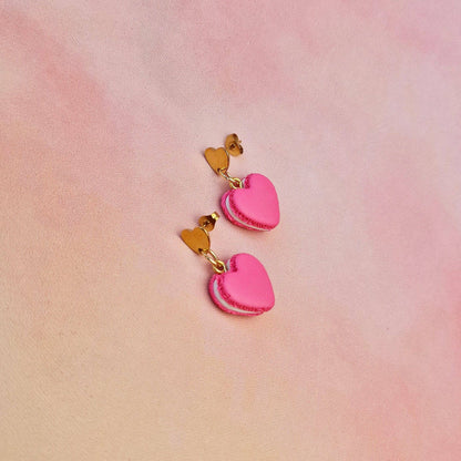 Pink Macaron Heart Dangles
