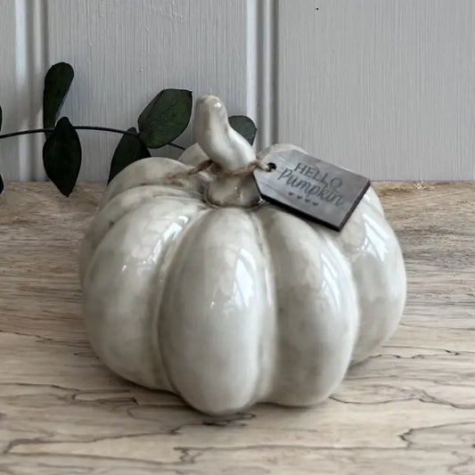 Small Ceramic Pumpkin With Reactive Glaze - 10cm