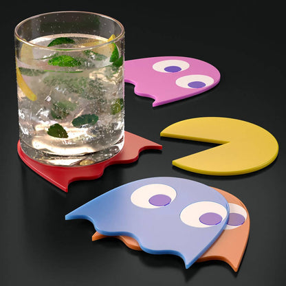 Coasters, Pac-Man, x5, PVC