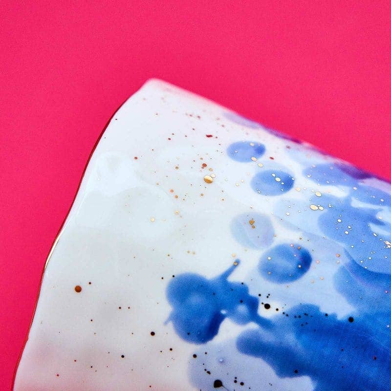 Marine Splash Mug White/Blue/Gold, Porcelain, 8.4 x 8.9 cm