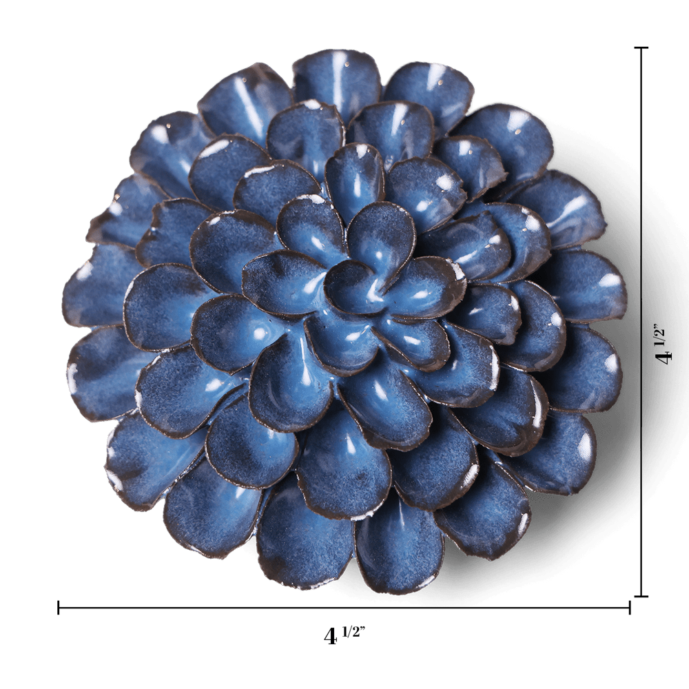 Japan Ceramic Flower - Blue Grey Pom Pom Dahlia