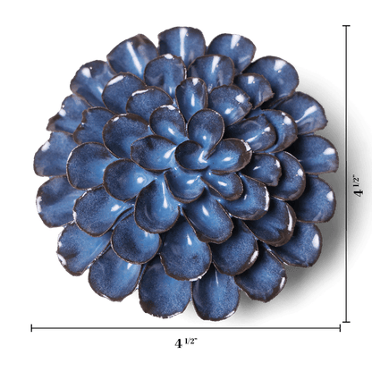 Japan Ceramic Flower - Blue Grey Pom Pom Dahlia