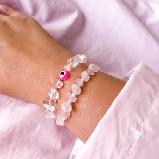 Pink Evil Eye Beaded Bracelet