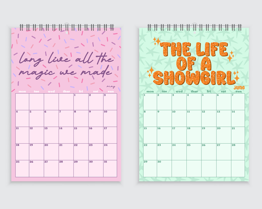 Taylor Swift Lyric Wall Calendar 2026 - A4