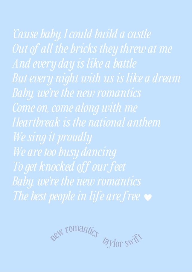 A3 Print - New Romantics (1989) Lyrics,