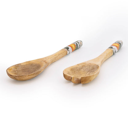 Orange Blossom Set of 2 Mango Wood Fork and Spoon