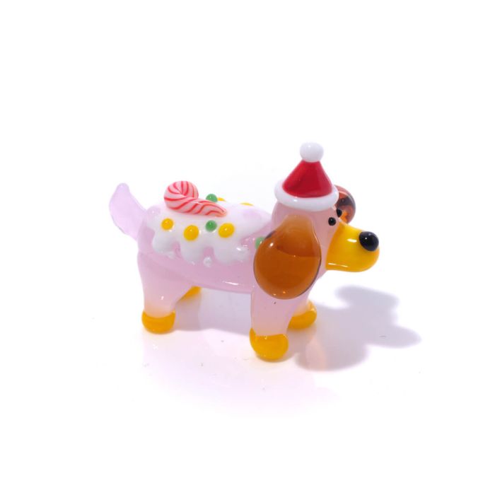 Christmas Hand Blown Pink Dog