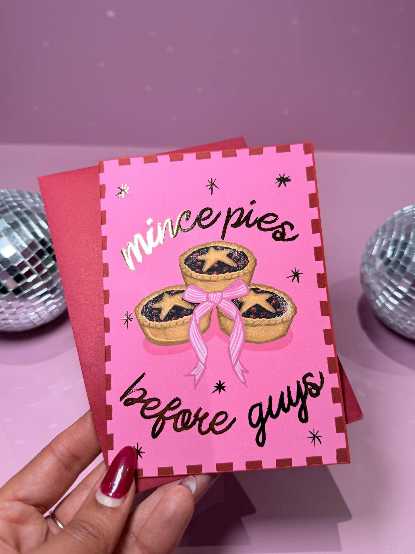 Mince Pies Before Guys Gold Foil Christmas Card