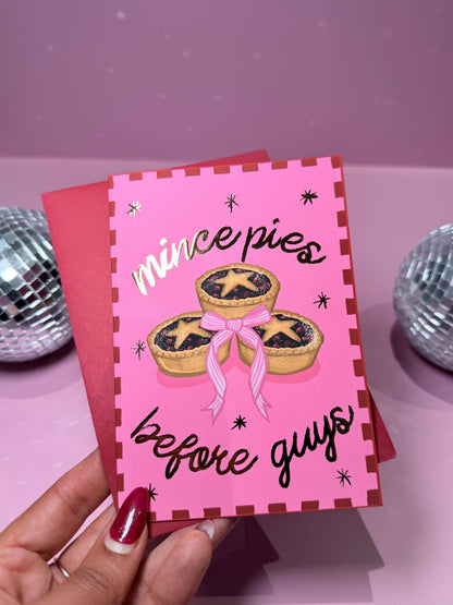 Mince Pies Before Guys Gold Foil Christmas Card