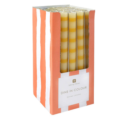 Yellow Stripe Dinner Candles - Display