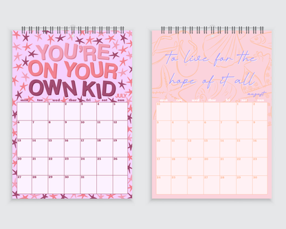 Taylor Swift Lyric Wall Calendar 2026 - A4