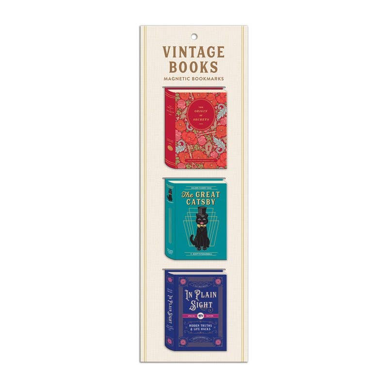 Vintage Books Shaped Magnetic Bookmarks (Bookmark) - Inc The Great Catsby 🐱