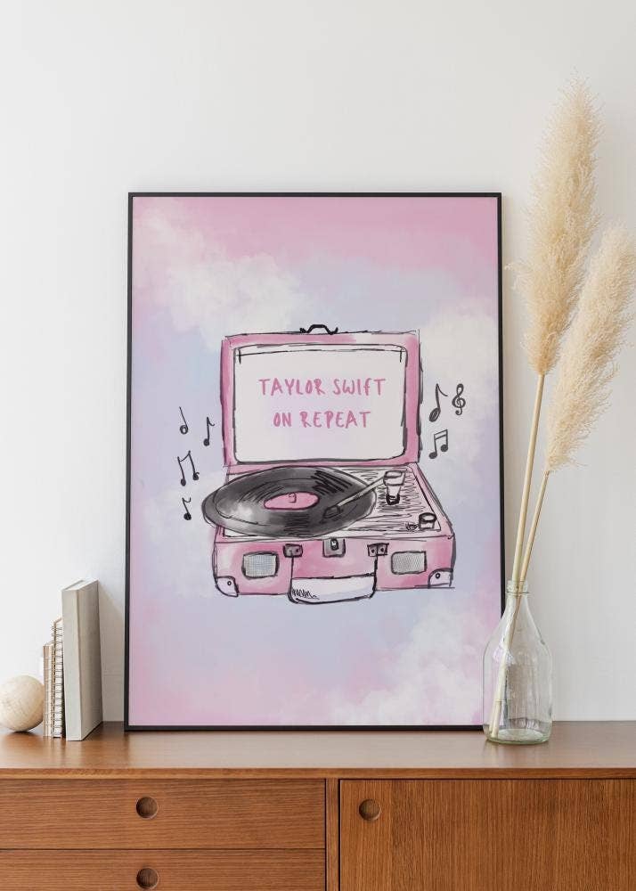 "Taylor Swift On Repeat" Record Player Art Print