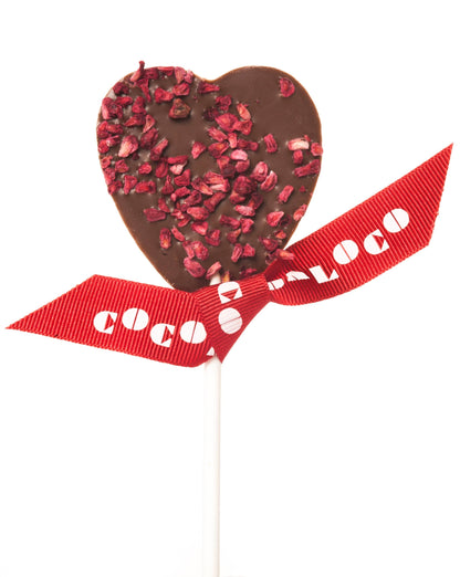 Milk Chocolate & Raspberry Heart Lolly