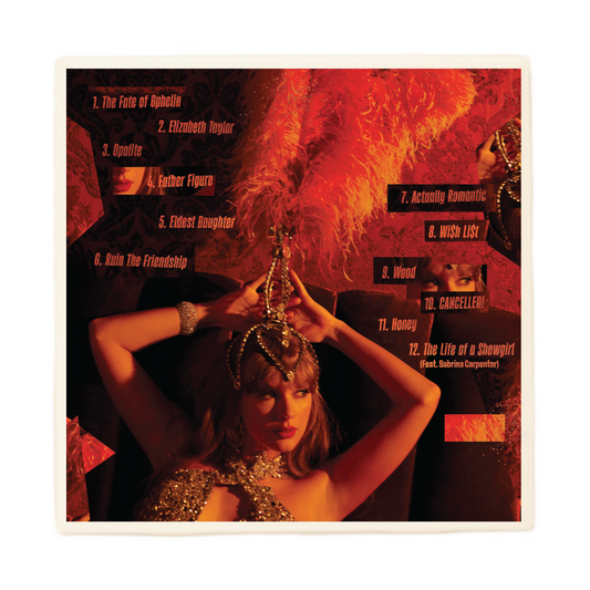 T.S. The Life of a Showgirl Tracklist Album Coaster
