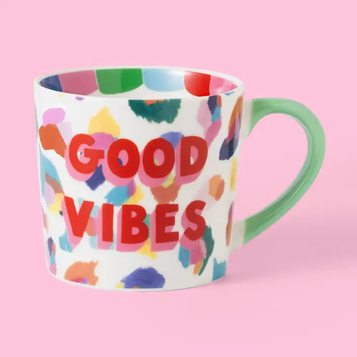 Eleanor Bowmer Good Vibes Painted Leopard Mug