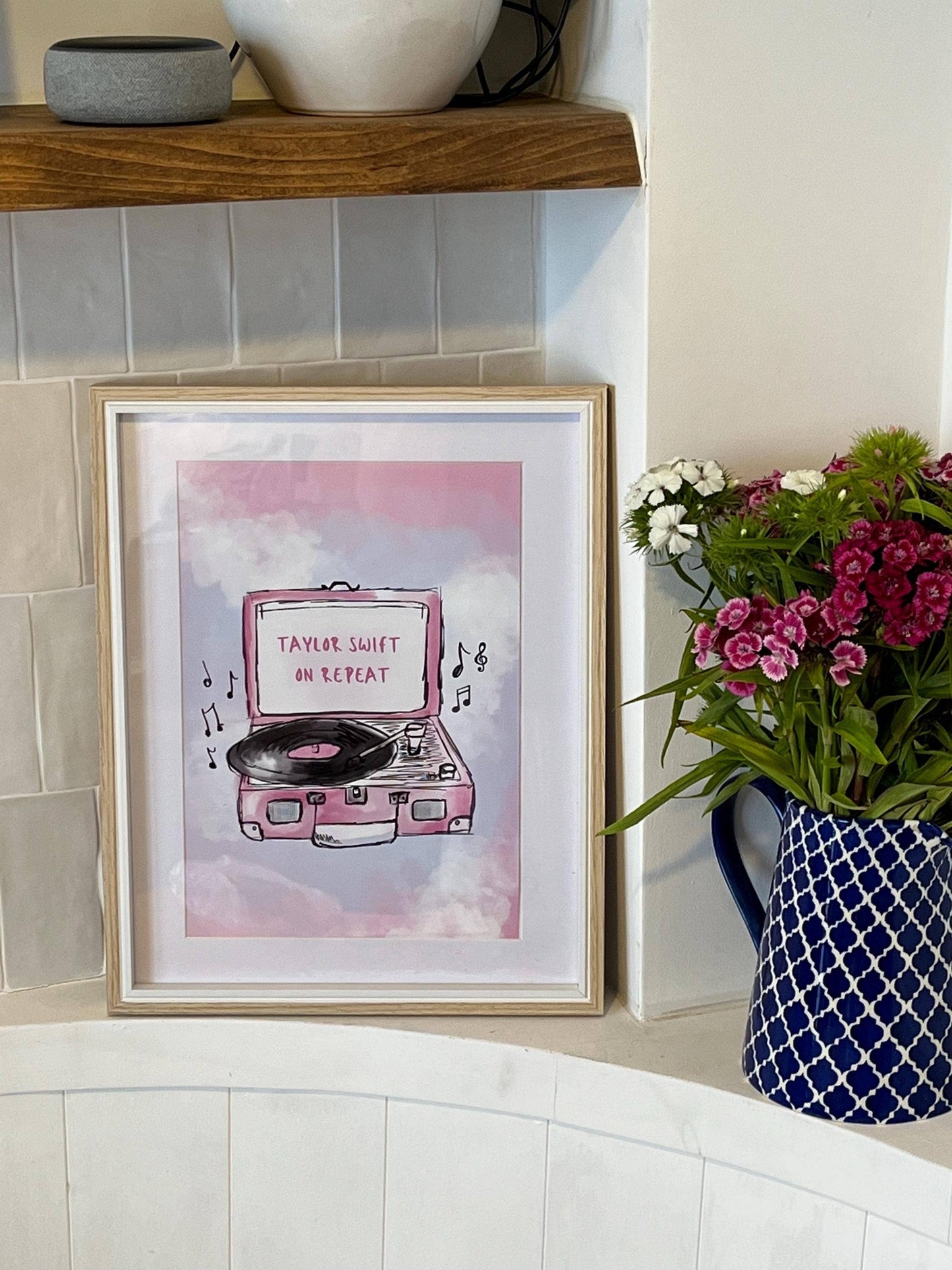 "Taylor Swift On Repeat" Record Player Art Print