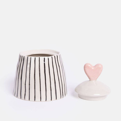 Caroline Gardner Stripe Small Jar Heart with Lid