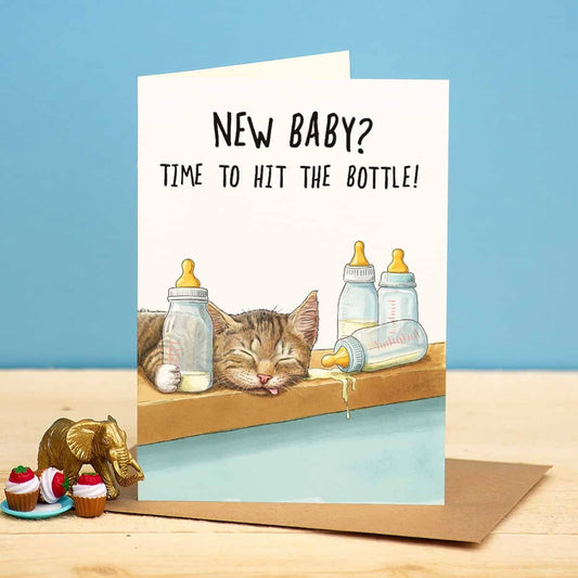 Hit The Bottle Card - New Baby Card - Funny