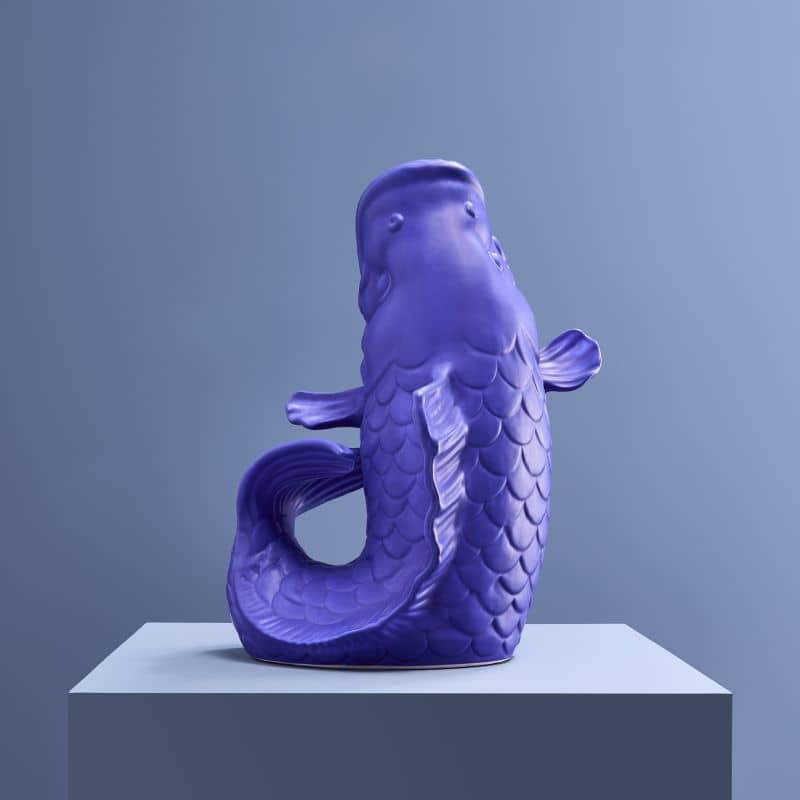 Sculpture/Vase Blubb, Matte Blue Stoneware, 35 x 30 x 44 cm