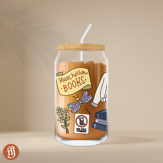 16 oz Gilmore Girls Inspired - Glass Can Tumbler With Bamboo Lid