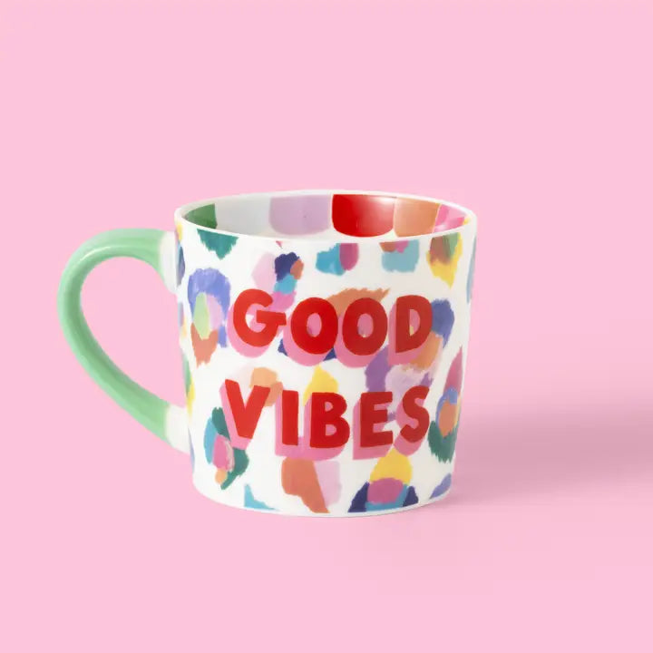 Eleanor Bowmer Good Vibes Painted Leopard Mug