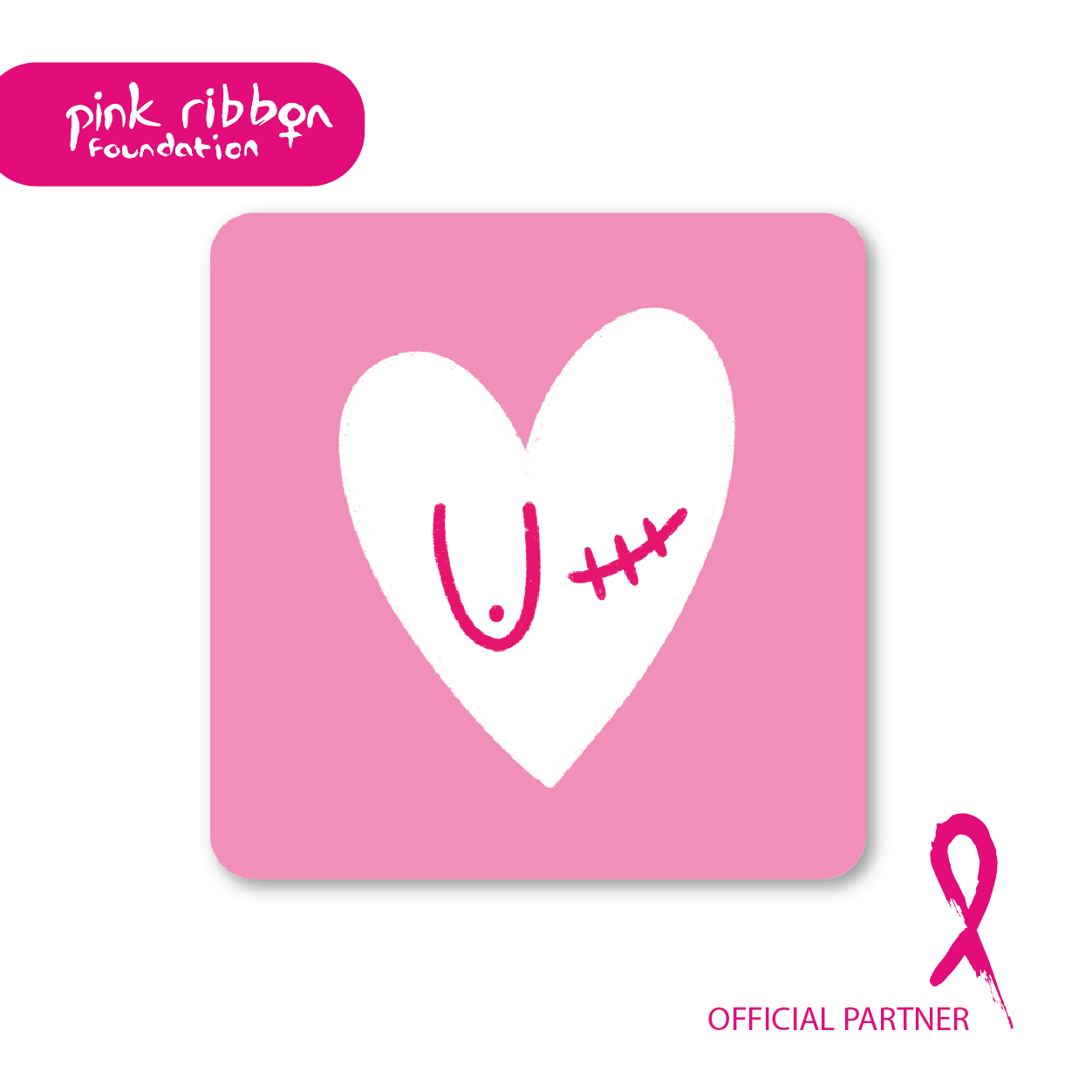 Pink Ribbon Foundation Charity Boob Coaster - Mastectomy