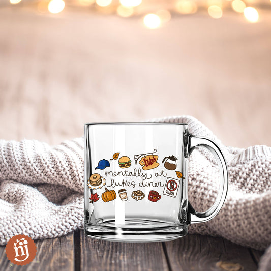 Gilmore Girls Mentally at Luke's Diner Glass Mug - 13oz