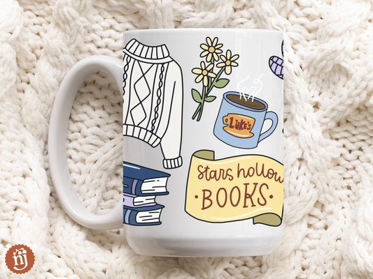Gilmore Girls Inspired Stars Hollow Books Large Ceramic Mug - 15oz