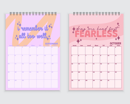 Taylor Swift Lyric Wall Calendar 2026 - A4