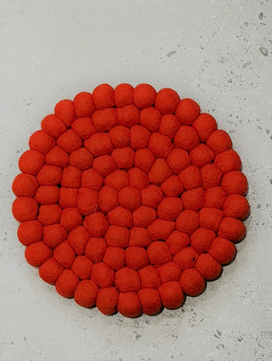 Fun Felt Wool Ball Placemat - Orange