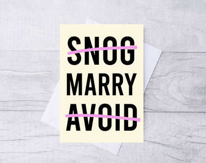 Snog, Marry, Avoid Wedding Card