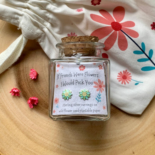 Sterling Silver If Friends Were Flowers Bottled Earrings 